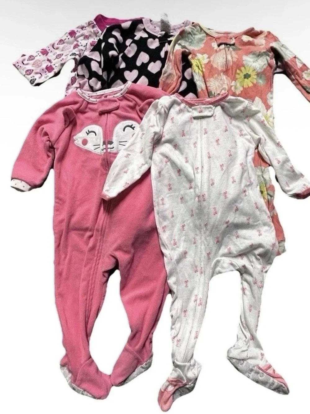 Baby Girl Footie Pajamas Fleece Cotton Size 12 Months